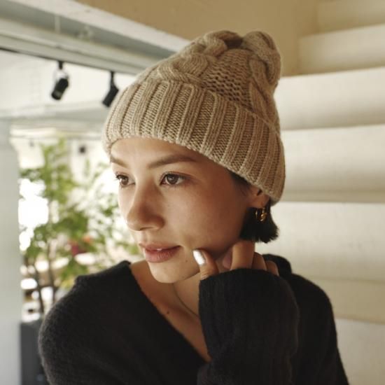 美品 yourwear マスタード色 ニット帽 カシミヤウール yourwear ウール