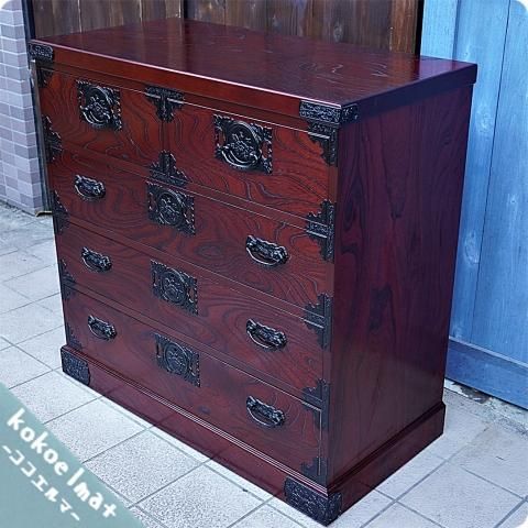 M○良品 飛鳥民芸家具 欅箪笥 車箪笥 和 チェスト 時代箪笥 四国高松