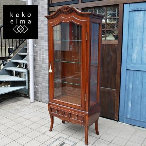 イタリア製 大理石トップ 4面ガラス キュリオケース コレクション