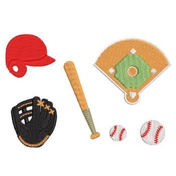 ワンコイン・デザインPack174（野球A）6種類 刺繍データ