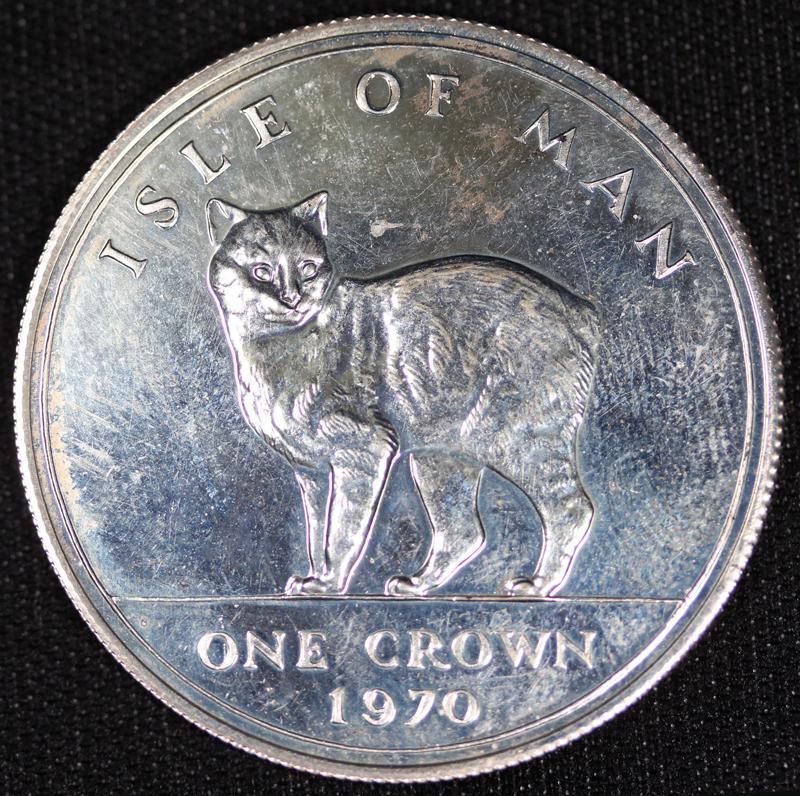 マン島 Isle of Man エリザベス2世 マンクスキャット 1クラウン 銀貨