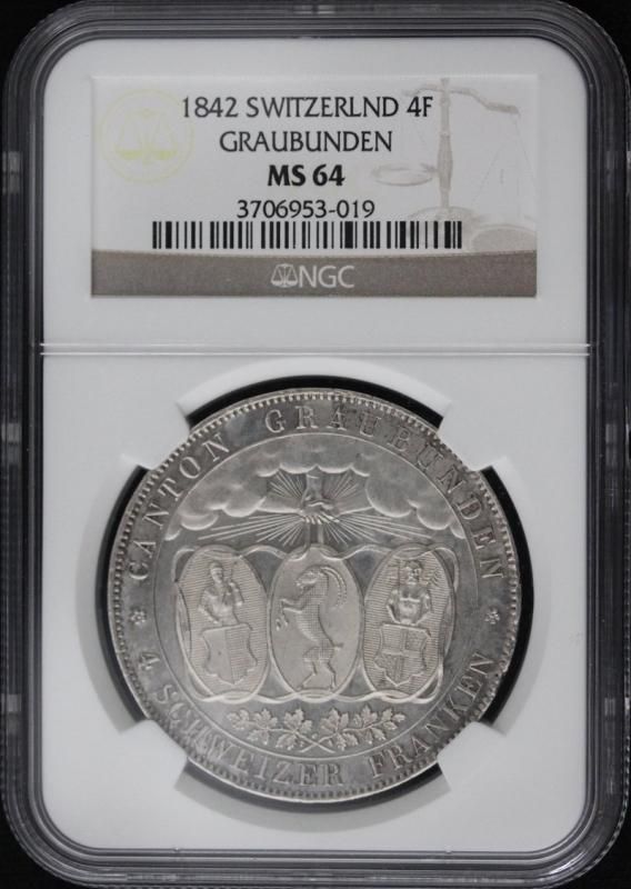 銀製1844年 スイスバーゼル射撃祭記念ソーコールドターラー外国コイン