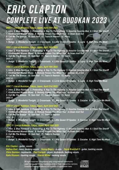 ERIC CLAPTON / COMPLETE LIVE AT BUDOKAN 2023 - 6 DAYS LIVE