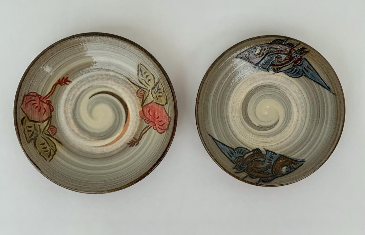 金城陶芸〉5寸絵皿×2枚セット-沖縄やちむん