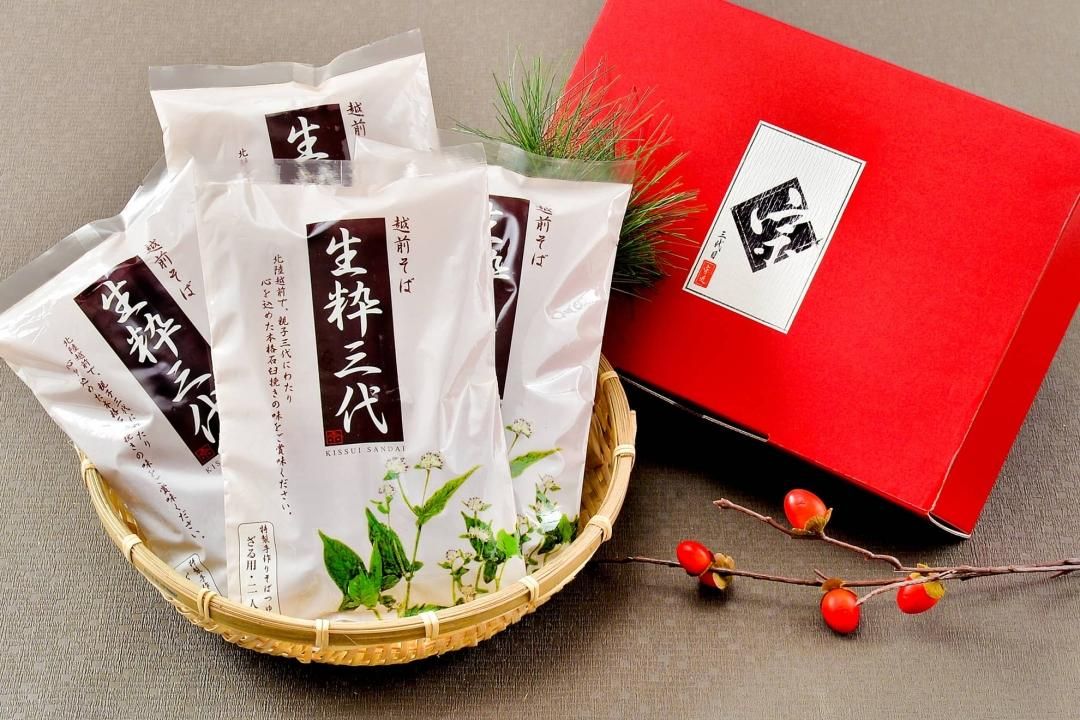 生粋三代そばセット 8人前つゆ付 （送料込） - 越前そば・おろしそばの