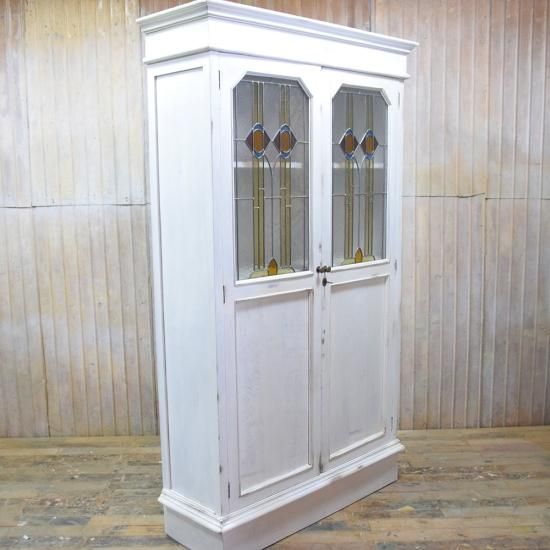 アンティークチーク ステンドグラスキャビネット - アンティーク家具