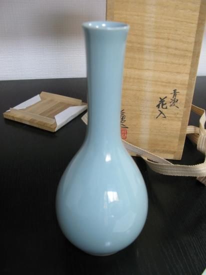華道道具花入白磁長壺共箱S319SNT