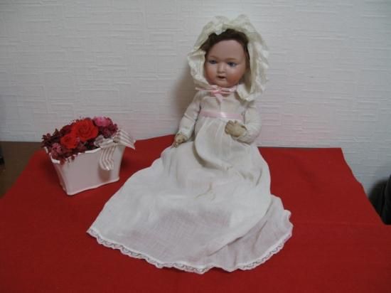 アンティークドール35cm 可愛い赤ちゃんベビー素敵なドレスとボンネット
