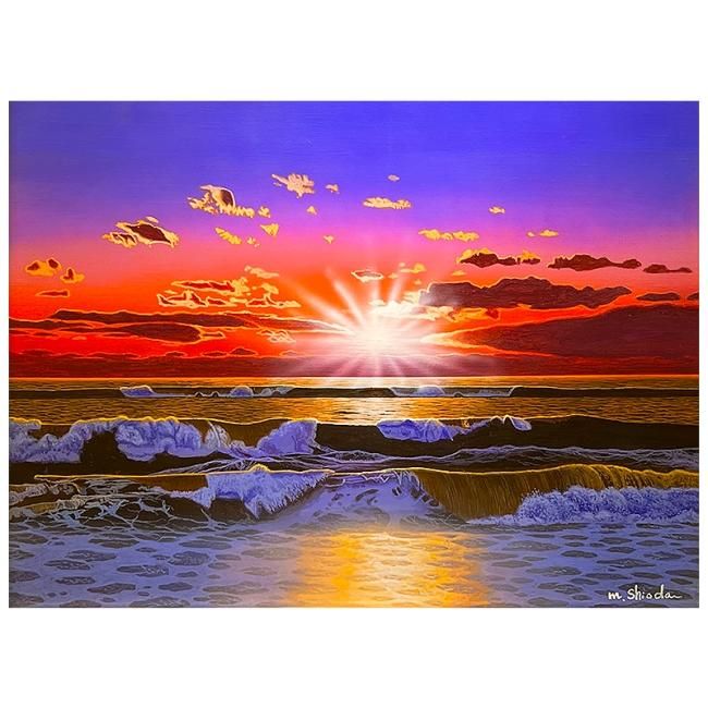 油絵p-10号 SL 塩田満男 一枚の檜 日仏現代美術展