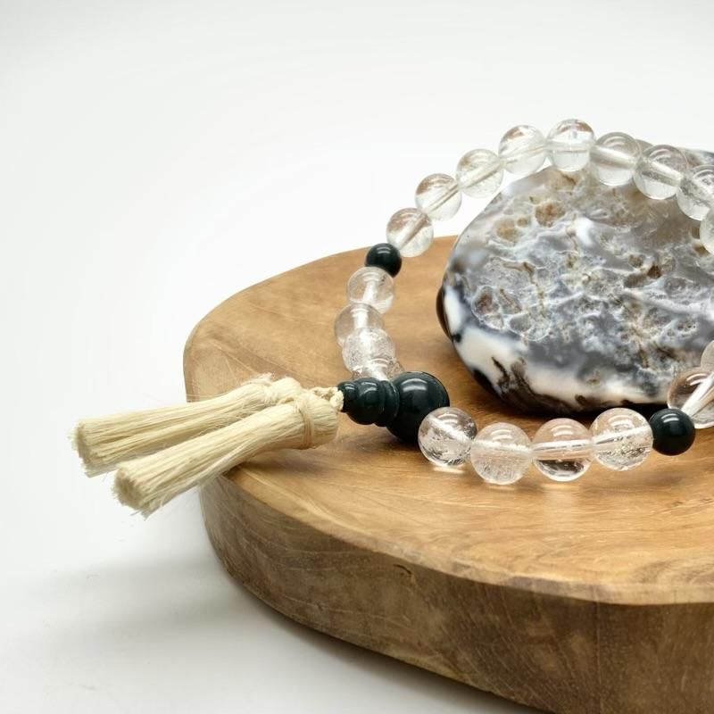 黒平産水晶/出雲石 念珠ブレスレット 】 クォーツ quartz 天然石 万能