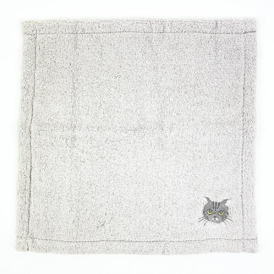 にゃんかち アメリカンショートヘア ハンカチ タオル グレー