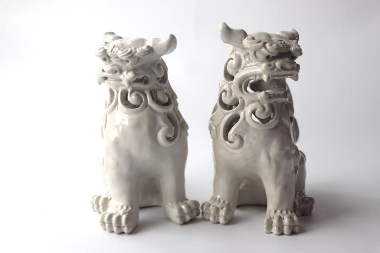 育陶園獅子 | 透かし彫り乳白 - 育陶園 やちむんの窯元｜沖縄の陶器 和