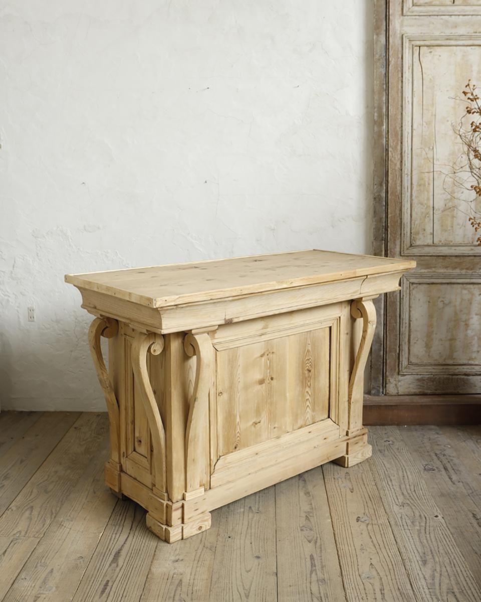 フランスアンティーク木製ショップカウンター/レジ台/テーブル机(90-21