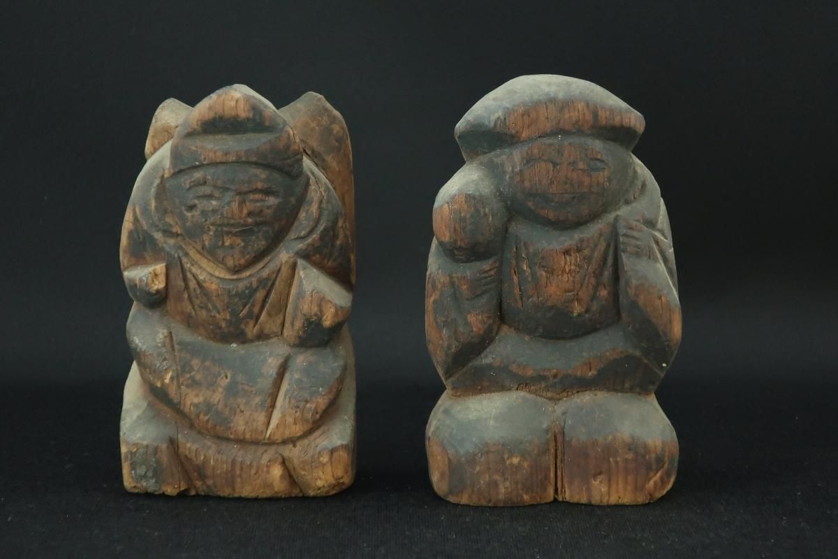木彫恵比寿大黒 / Wooden Statues of Ebisu & Daikoku - OKURA