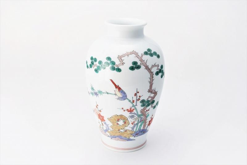 柿右衛門窯 松竹梅鳥文7寸花瓶