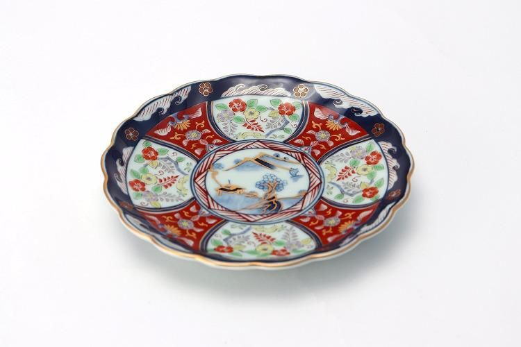 ☆瀬兵窯 古伊万里菊割5寸皿