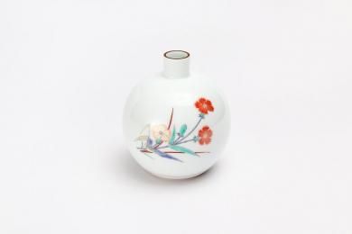 人間国宝 十四代柿右衛門 錦梅文一輪生 釣鐘形小