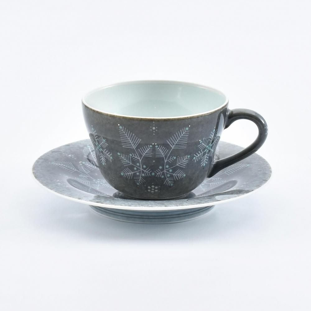 薄墨墨はじき雪文碗皿 | 十四代今泉今右衛門 - 有田焼のまるぶん