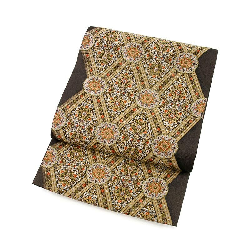 未使用 西陣織 ヴィンテージ 古布 反物 帯や着物にも 鶴、金系 正絹 未