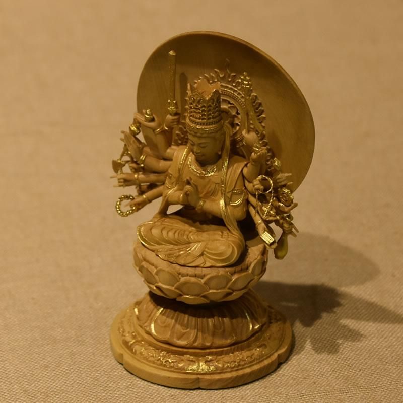 小仏】柘植 准胝観音菩薩 金泥