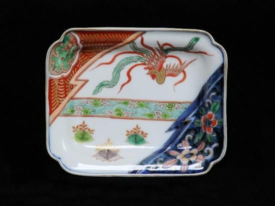 花形皿 変形皿 鳳凰 桐文様 古伊万里 柿右衛門様式 梅花 桜 窯印 明治