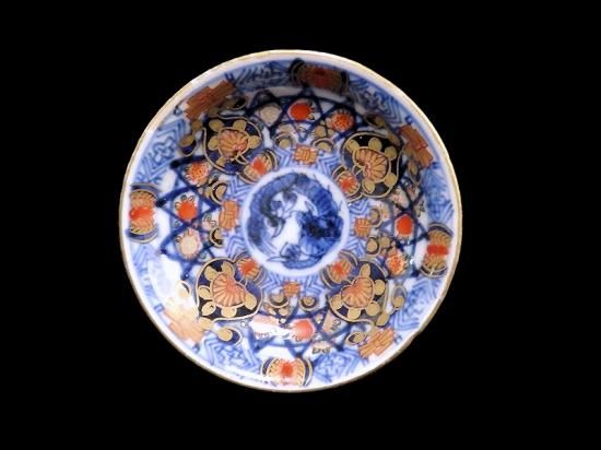 古伊万里 金襴手 団龍紋に花図 豆皿