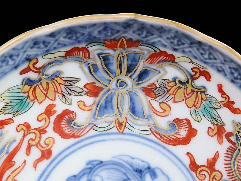 古伊万里 伊万里 色絵 金襴手 中皿 菓子皿 鳥の図 蔵出し 3客 【公式