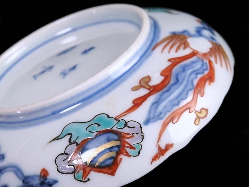 古伊万里 色絵金襴手賢人図輪花皿 5枚 直径15.6㎝ 取り皿 幕末～明治期