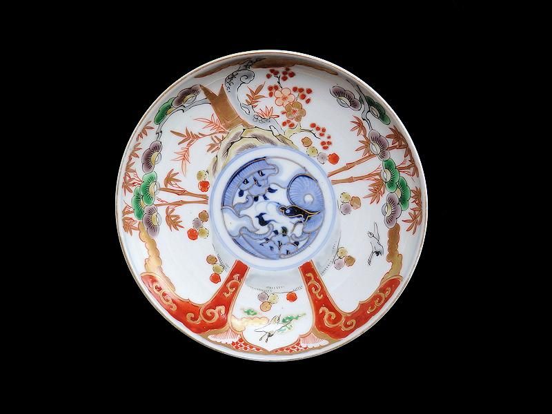 古伊万里 色絵 松竹梅に団龍紋図 5寸皿 5枚ｾｯﾄ