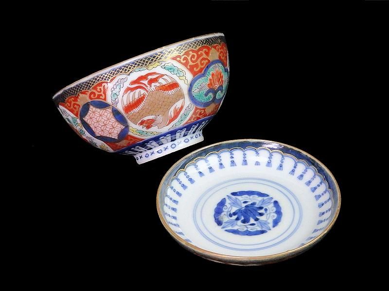 古伊万里 金襴手 牡丹に鳳凰図 蓋茶碗