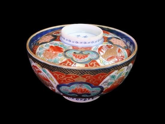 古伊万里 金襴手 牡丹に鳳凰図 蓋茶碗