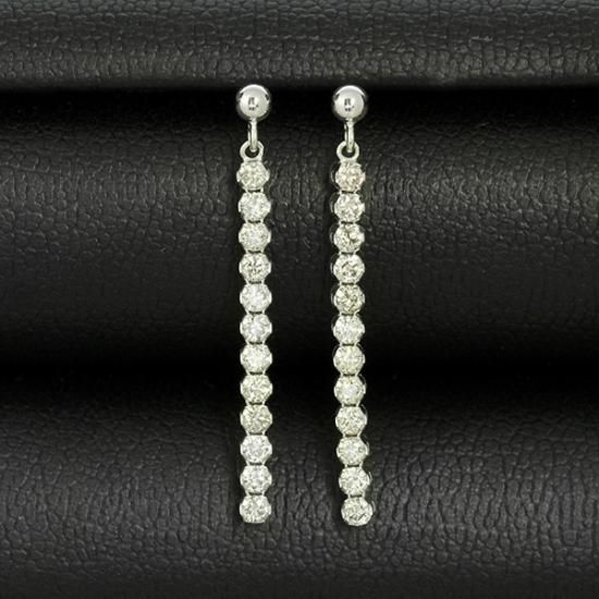 ダイヤモンド ピアス ラインピアス ロングピアス K18 ホワイトゴールド