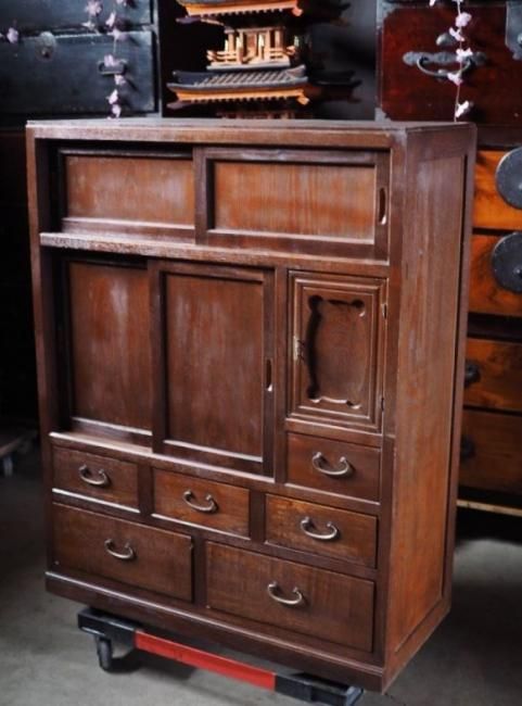 レトロ【無垢材】の漆塗り茶箪笥 【公式通販】