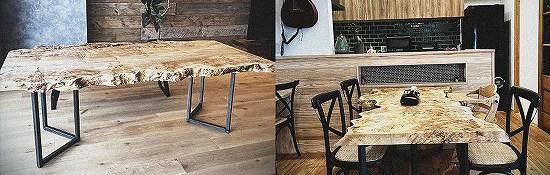 ポプラ 一枚板テーブル 店舗什器 アイアン脚 カフェ ディスプレイ 民泊