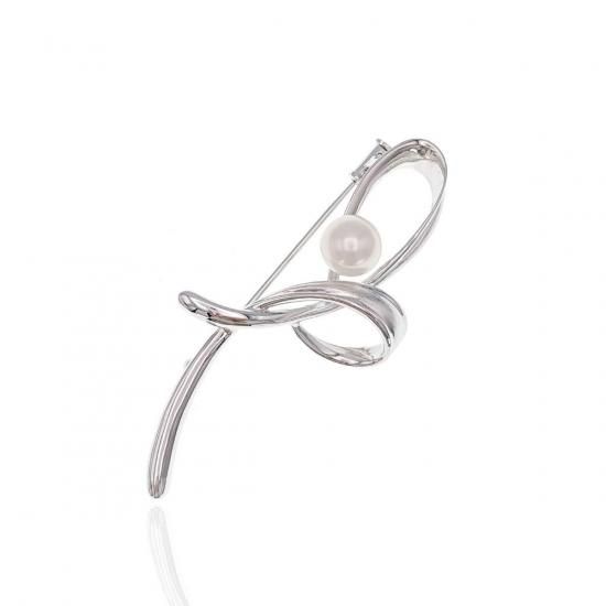 本真珠 ブローチ兼帯留 本真珠 ブローチ 帯留め SILVER950 レトロ 綺麗