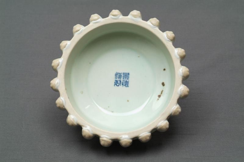 中国青磁 丸い器 書道筆たて