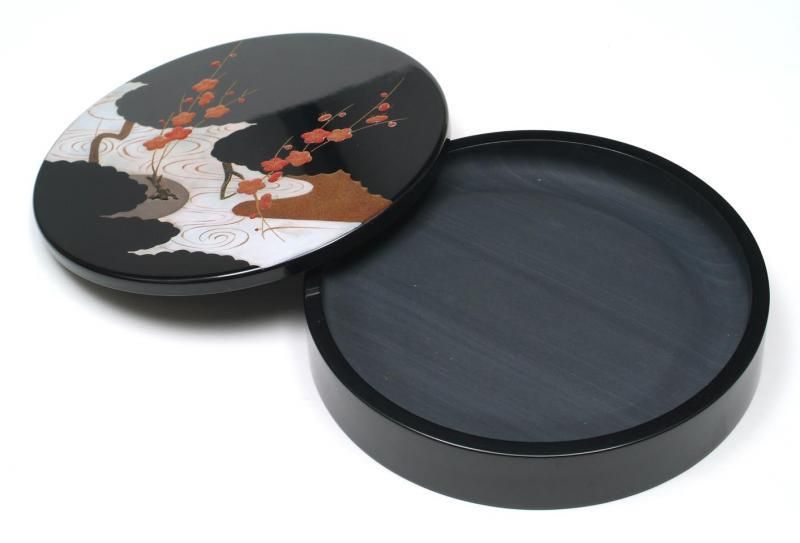 硯中国硯唐木ケース金星水波紋書道文房具古美術花瓶形