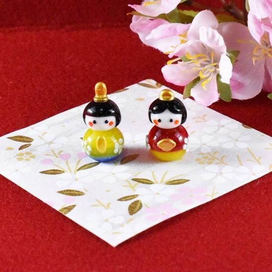 かわいい おひなさま 手作り ガラス細工 春の豆雛 三段飾り 楽天市場