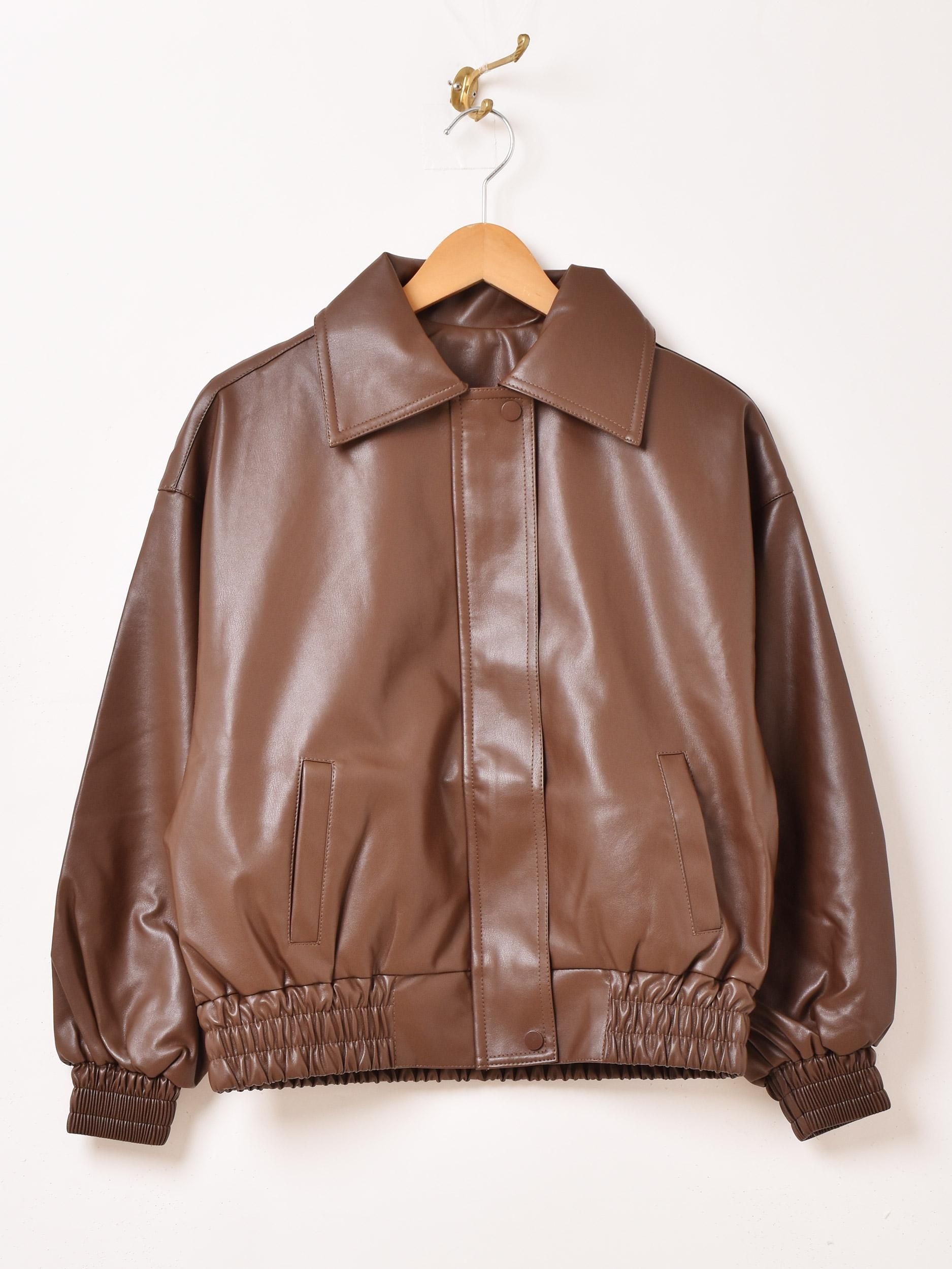 2色展開】「Meridian」フェイクレザー ジャケット ブラウン - 古着屋