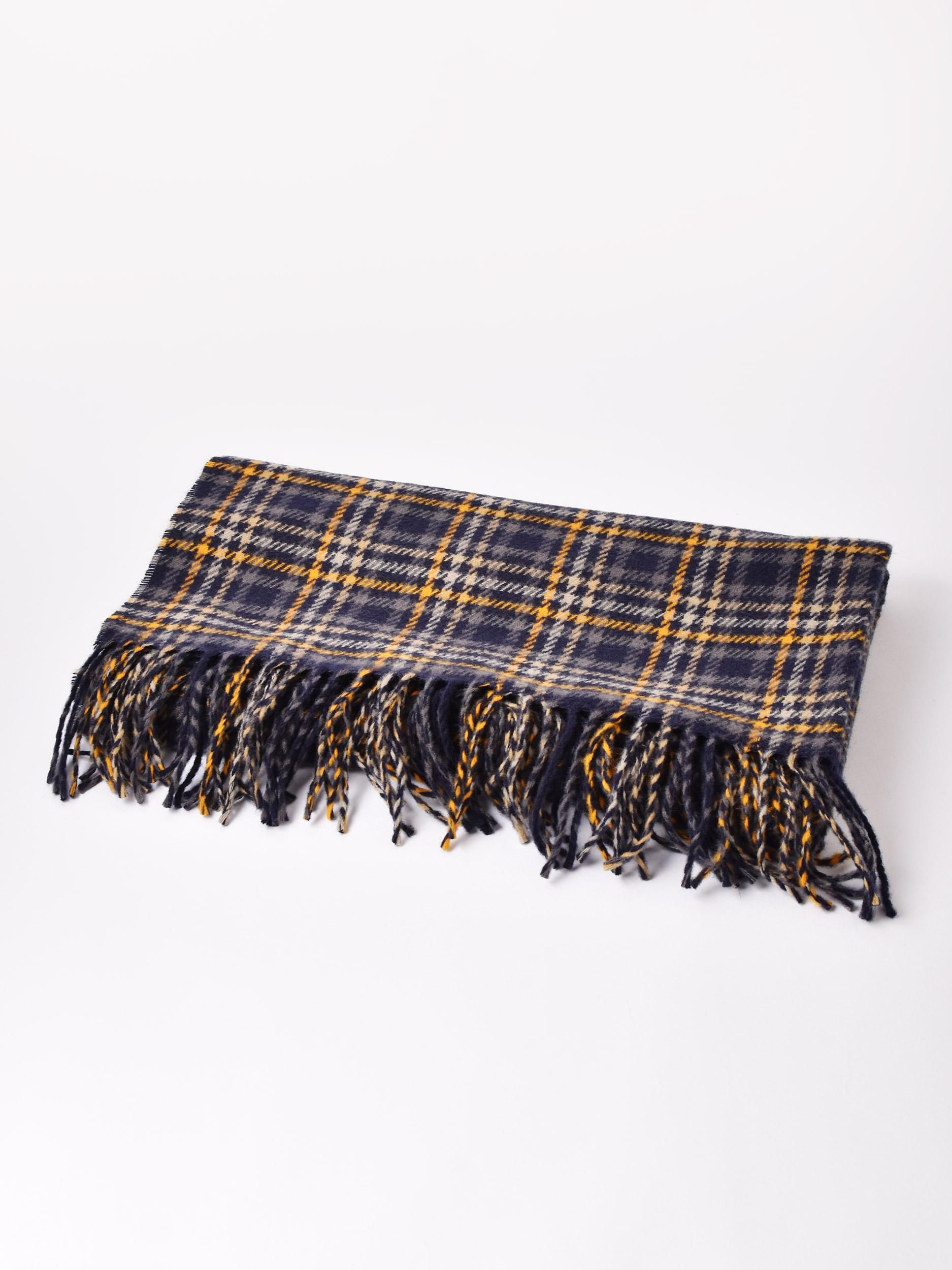 大判チェック柄ストール | グレー×グリーン - 古着屋グレープフルーツ