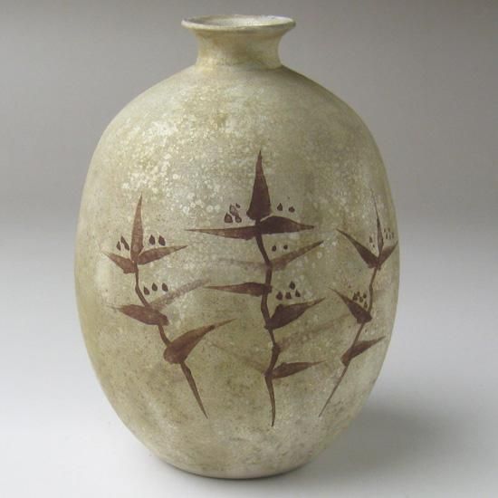 松本佐一 銀彩草花文小壺