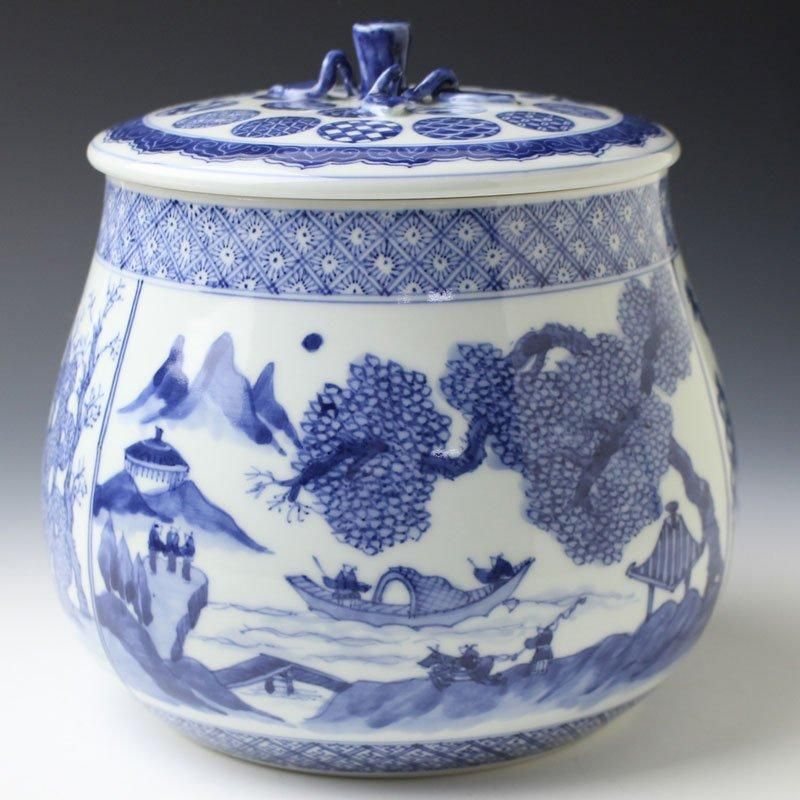 S792 水指 『染付砂金袋水指』『兼晃』 共箱 茶道具 S792 水