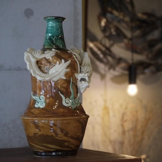 限定一点限り】渡名喜瓶（となきびん）龍巻き【工房るい 小橋川 勇】