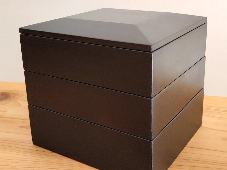 赤木明登作家作品 漆塗りの重箱と汁椀 墨色（黒） 箱付き