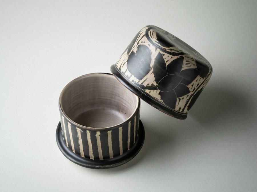 古陶器 水滴 江戸期 掻き落とし 椿文 出土品 文房具 古民藝