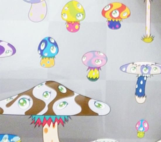 村上隆「ポジきのこ」絵画 額付 版画 - ギャラリーボヤージュ