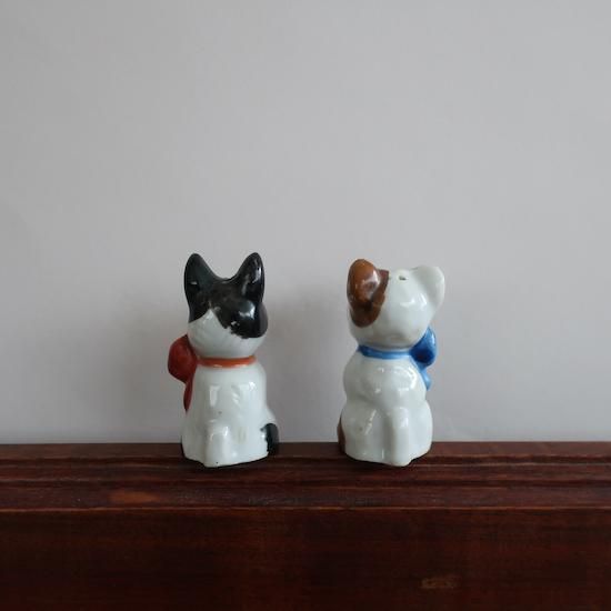 Vintage Dog Salt＆Pepper pair set/ビンテージ 陶器 犬 ソルト