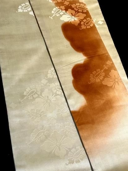 唐獅子牡丹に松・菊文様 アンティーク 刺繍 名古屋帯」(仕立て直し品