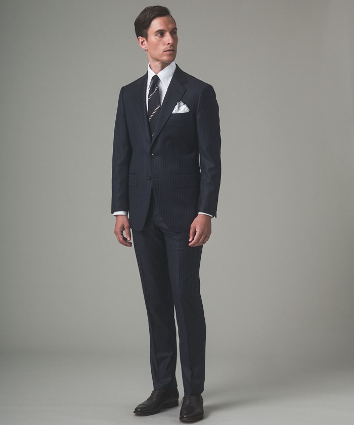 美品 ロロピアーナ ミケランジェロ シャドーストライプ柄3ピーススーツ