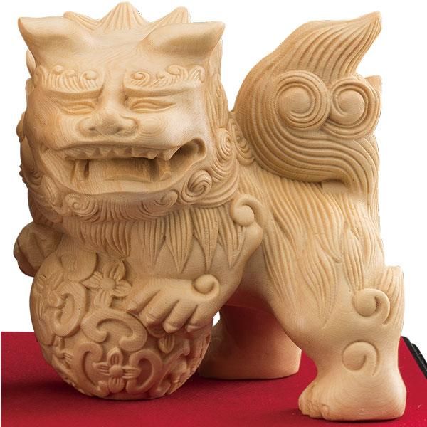 檜彫り（ひのきぼり） 獅子狛犬（ししこまいぬ） - 三宝堂オンライン